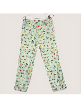Cath Kidston Dog Print Pajama Pants Mint Green Cotton Small #AN